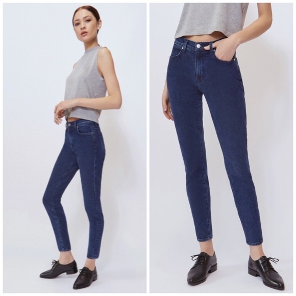 BLDWN High Rise Ankle Slim Jeans Aura Dark Wash Denim Size 27 NWT